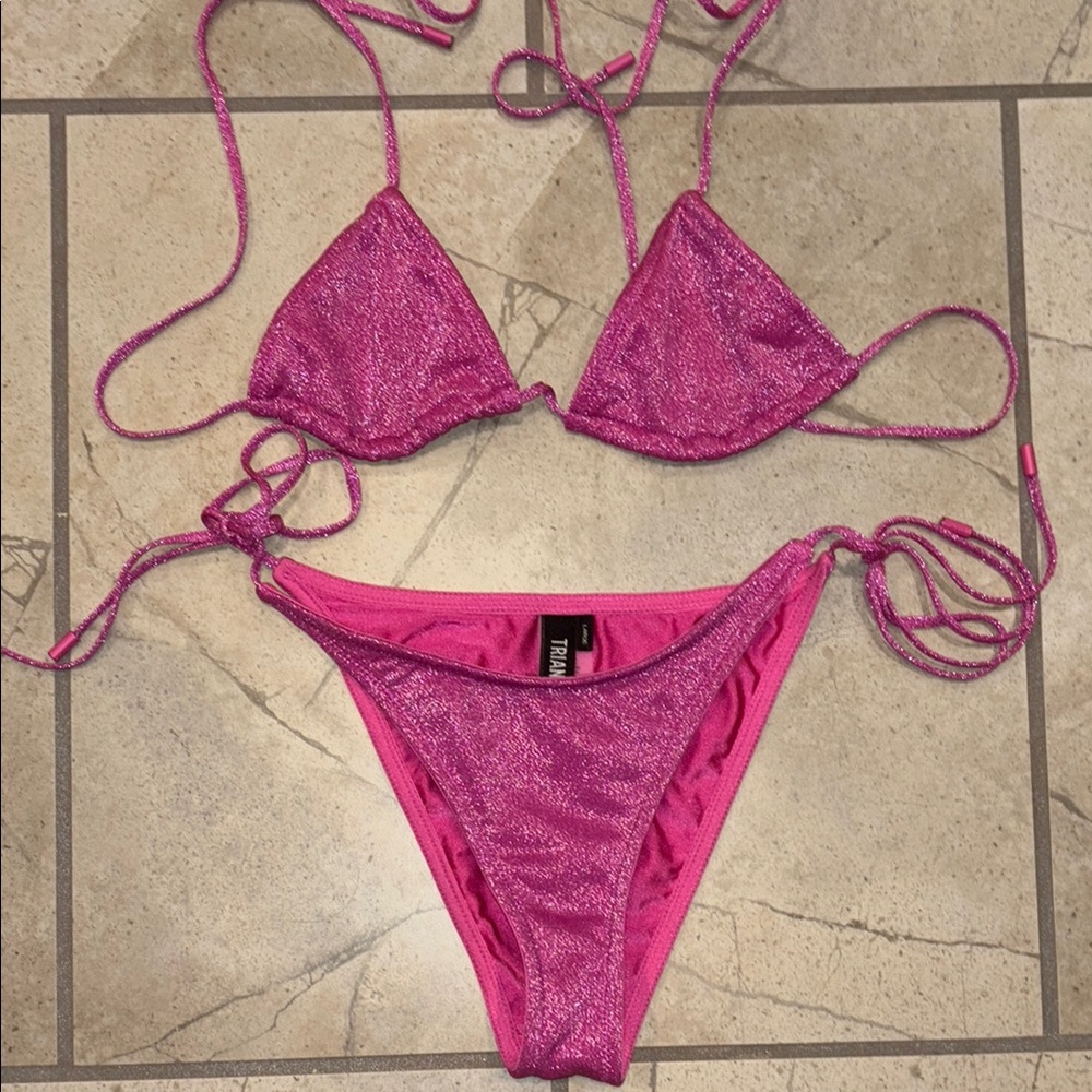Triangl Swimwear Sparkly Pink String Bikini